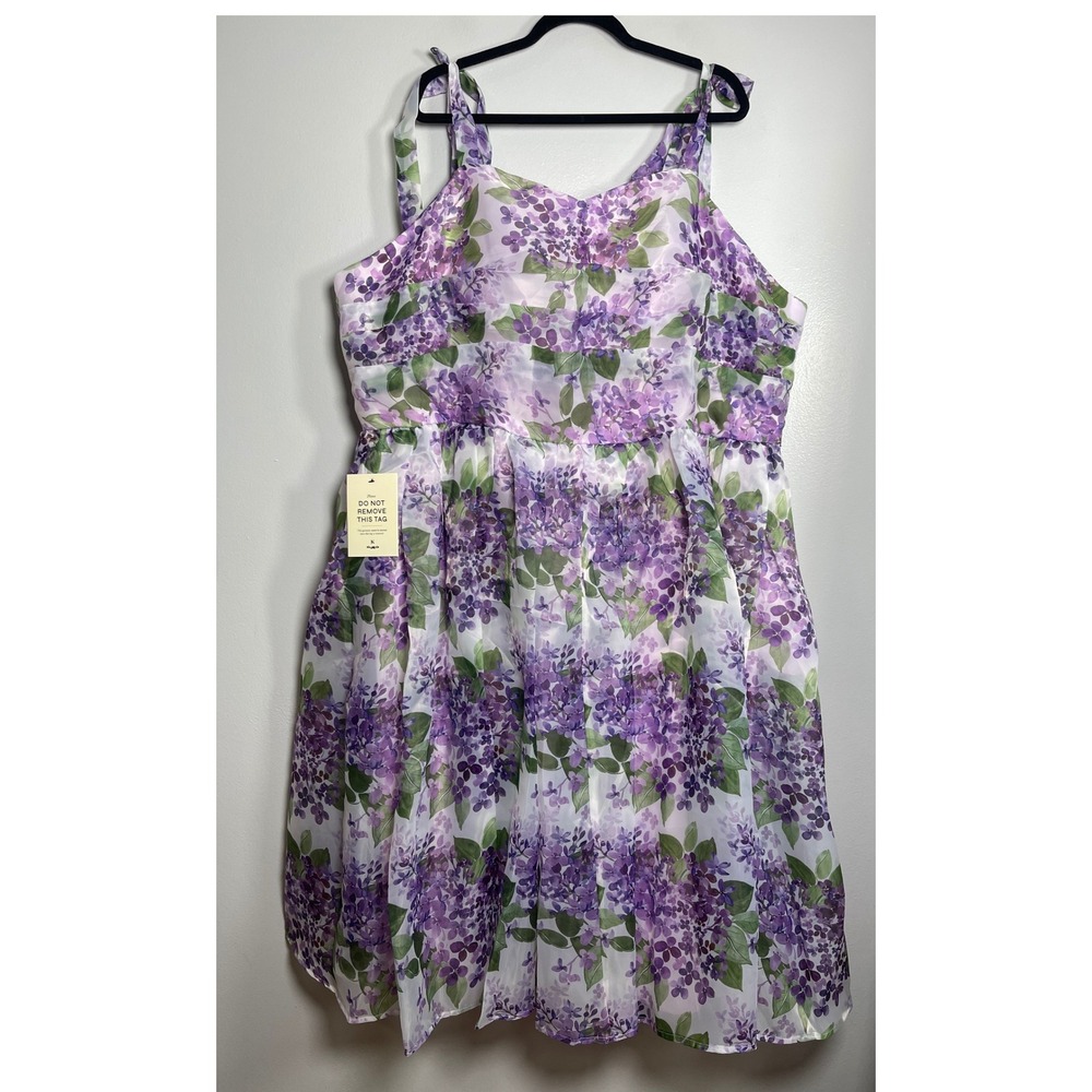 JessaKae Nellie Dress Purple Floral Plus Size 5X NEW Organza Fairycore Garden